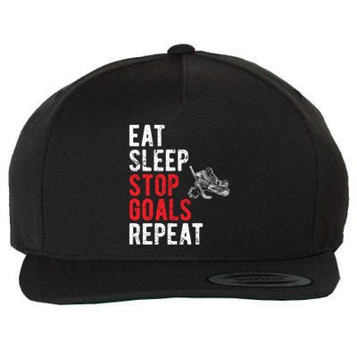 Eat Sleep Stop Goals Repeat Hockey Goalkeeper Funny Gift Wool Snapback Cap