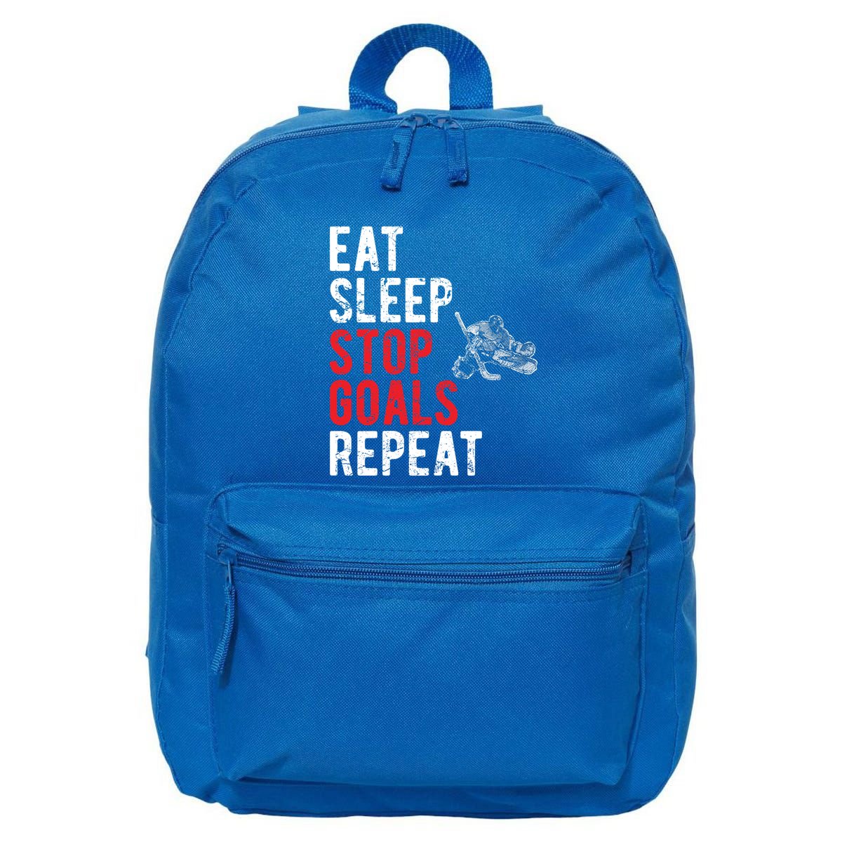 Eat Sleep Stop Goals Repeat Hockey Goalkeeper Funny Gift 16 in Basic Backpack