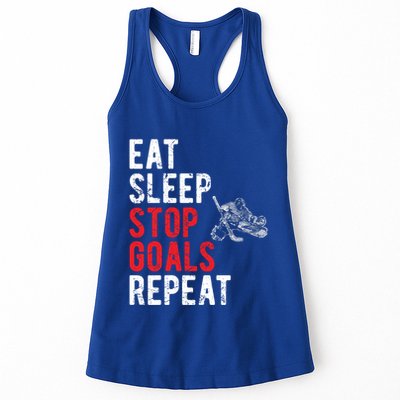Eat Sleep Stop Goals Repeat Hockey Goalkeeper Funny Gift Womens Tank Top