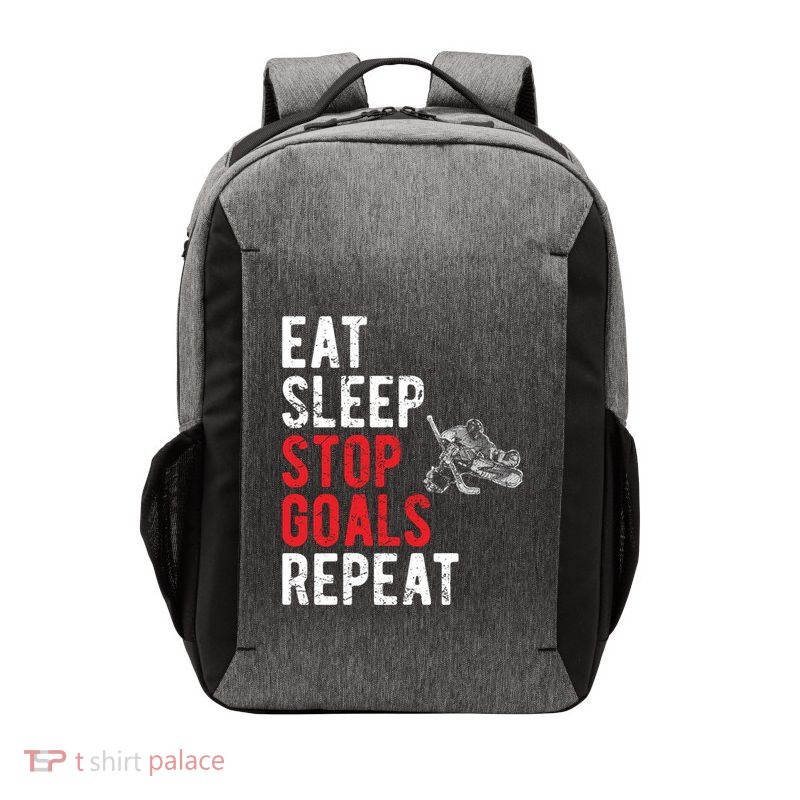 Eat Sleep Stop Goals Repeat Hockey Goalkeeper Funny Gift Vector Backpack
