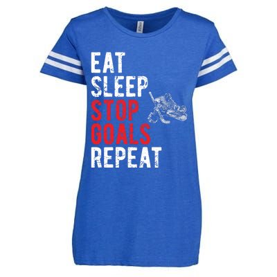 Eat Sleep Stop Goals Repeat Hockey Goalkeeper Funny Gift Enza Ladies Jersey Football T-Shirt