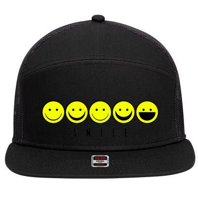 Emoji Smiley Smile 7 Panel Mesh Trucker Snapback Hat