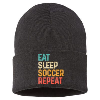 Eat Sleep Soccer Repeat Cool Soccer Lover Player Sustainable Knit Beanie