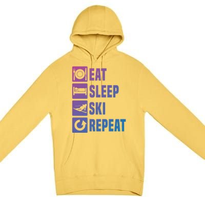 Eat Sleep Ski Repeat Ladies Ski Gift Premium Pullover Hoodie