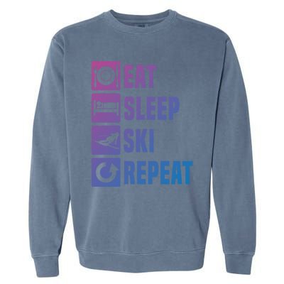 Eat Sleep Ski Repeat Ladies Ski Gift Garment-Dyed Sweatshirt