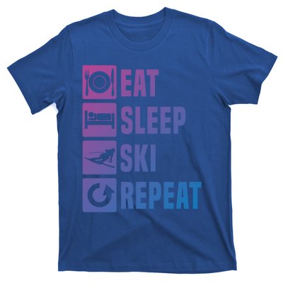 Eat Sleep Ski Repeat Ladies Ski Gift T-Shirt