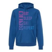 Eat Sleep Ski Repeat Ladies Ski Gift Premium Hoodie