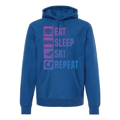 Eat Sleep Ski Repeat Ladies Ski Gift Premium Hoodie