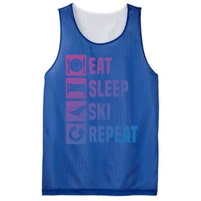 Eat Sleep Ski Repeat Ladies Ski Gift Mesh Reversible Basketball Jersey Tank