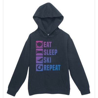 Eat Sleep Ski Repeat Ladies Ski Gift Urban Pullover Hoodie