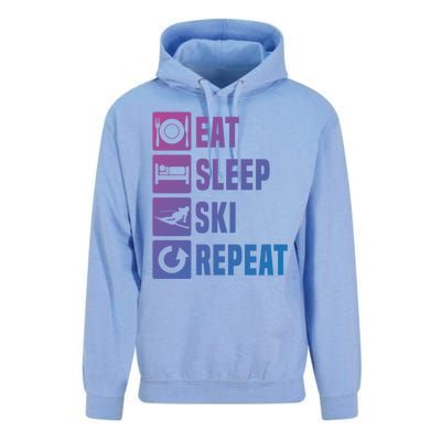 Eat Sleep Ski Repeat Ladies Ski Gift Unisex Surf Hoodie