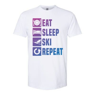 Eat Sleep Ski Repeat Ladies Ski Gift Softstyle CVC T-Shirt