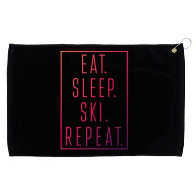 Eat Sleep Ski Repeat Funny Gift Grommeted Golf Towel