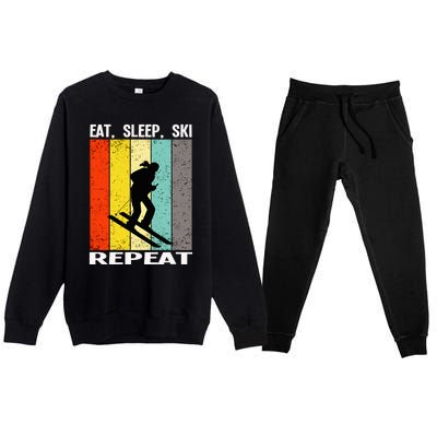 Eat Sleep Ski Repeat Ski Gift Premium Crewneck Sweatsuit Set