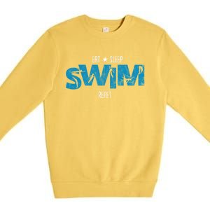 Eat Sleep Swim Repeat Gift Funny Retro Swimmer Gift Premium Crewneck Sweatshirt