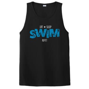 Eat Sleep Swim Repeat Gift Funny Retro Swimmer Gift PosiCharge Competitor Tank