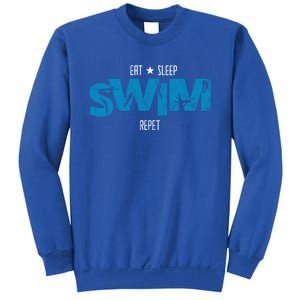 Eat Sleep Swim Repeat Gift Funny Retro Swimmer Gift Sweatshirt