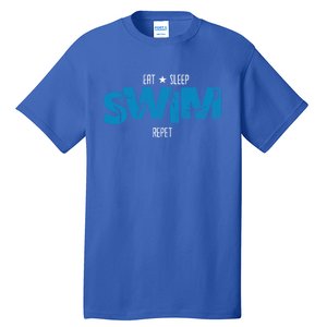 Eat Sleep Swim Repeat Gift Funny Retro Swimmer Gift Tall T-Shirt