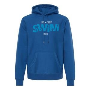 Eat Sleep Swim Repeat Gift Funny Retro Swimmer Gift Premium Hoodie