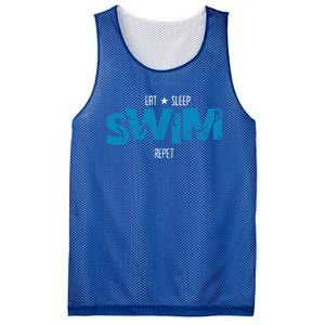 Eat Sleep Swim Repeat Gift Funny Retro Swimmer Gift Mesh Reversible Basketball Jersey Tank