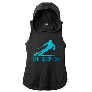 Eat Sleep Ski Skiing Skier Snow Winter Vacation Gift Great Gift Ladies PosiCharge Tri-Blend Wicking Draft Hoodie Tank