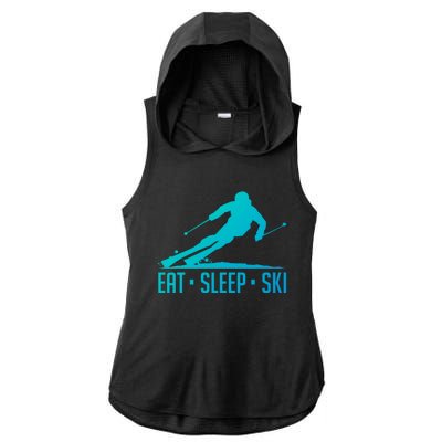 Eat Sleep Ski Skiing Skier Snow Winter Vacation Gift Great Gift Ladies PosiCharge Tri-Blend Wicking Draft Hoodie Tank