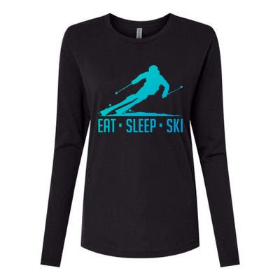 Eat Sleep Ski Skiing Skier Snow Winter Vacation Gift Great Gift Womens Cotton Relaxed Long Sleeve T-Shirt