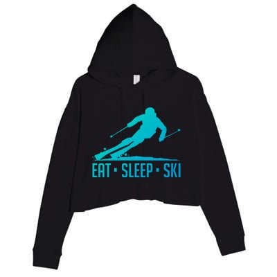 Eat Sleep Ski Skiing Skier Snow Winter Vacation Gift Great Gift Crop Fleece Hoodie