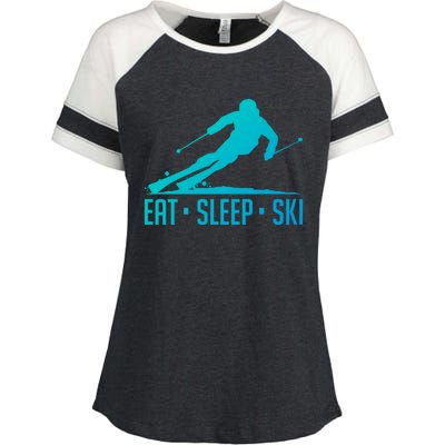 Eat Sleep Ski Skiing Skier Snow Winter Vacation Gift Great Gift Enza Ladies Jersey Colorblock Tee