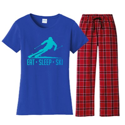 Eat Sleep Ski Skiing Skier Snow Winter Vacation Gift Great Gift Women's Flannel Pajama Set