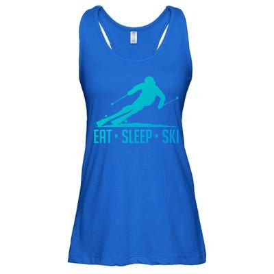 Eat Sleep Ski Skiing Skier Snow Winter Vacation Gift Great Gift Ladies Essential Flowy Tank