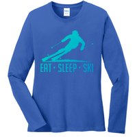 Eat Sleep Ski Skiing Skier Snow Winter Vacation Gift Great Gift Ladies Long Sleeve Shirt