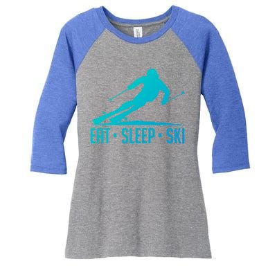 Eat Sleep Ski Skiing Skier Snow Winter Vacation Gift Great Gift Women's Tri-Blend 3/4-Sleeve Raglan Shirt