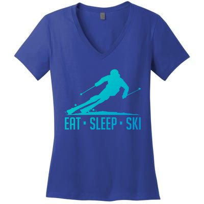 Eat Sleep Ski Skiing Skier Snow Winter Vacation Gift Great Gift Women's V-Neck T-Shirt