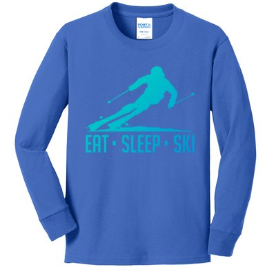 Eat Sleep Ski Skiing Skier Snow Winter Vacation Gift Great Gift Kids Long Sleeve Shirt