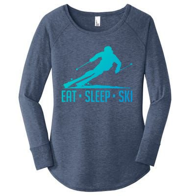 Eat Sleep Ski Skiing Skier Snow Winter Vacation Gift Great Gift Women's Perfect Tri Tunic Long Sleeve Shirt