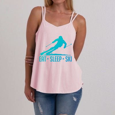 Eat Sleep Ski Skiing Skier Snow Winter Vacation Gift Great Gift Women's Strappy Tank