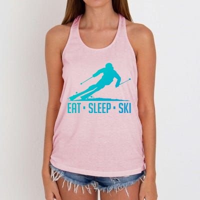 Eat Sleep Ski Skiing Skier Snow Winter Vacation Gift Great Gift Women's Knotted Racerback Tank