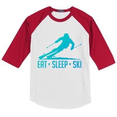 Eat Sleep Ski Skiing Skier Snow Winter Vacation Gift Great Gift Kids Colorblock Raglan Jersey