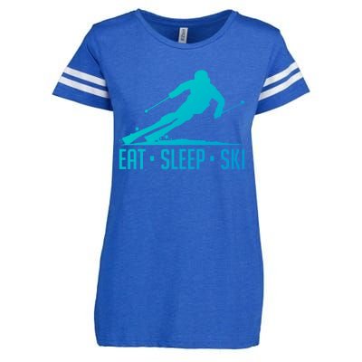 Eat Sleep Ski Skiing Skier Snow Winter Vacation Gift Great Gift Enza Ladies Jersey Football T-Shirt