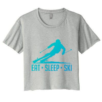 Eat Sleep Ski Skiing Skier Snow Winter Vacation Gift Great Gift Women's Crop Top Tee