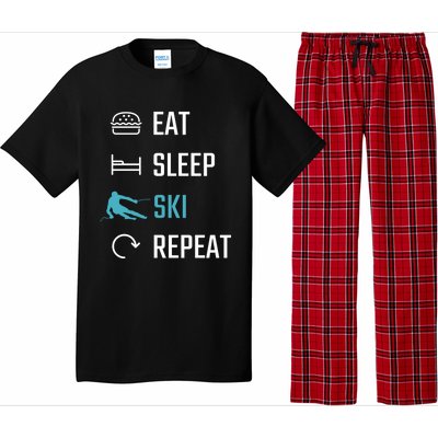 Eat Sleep Ski Repeat Skiing Funny Gift Pajama Set