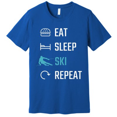 Eat Sleep Ski Repeat Skiing Funny Gift Premium T-Shirt