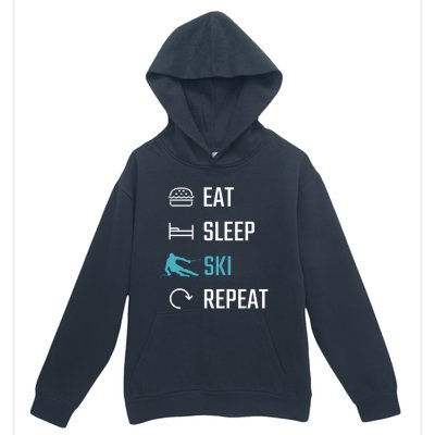 Eat Sleep Ski Repeat Skiing Funny Gift Urban Pullover Hoodie