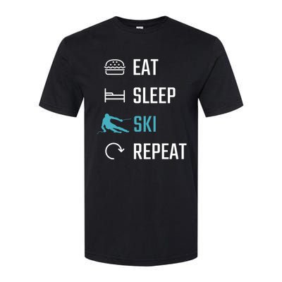 Eat Sleep Ski Repeat Skiing Funny Gift Softstyle CVC T-Shirt