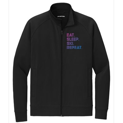 Eat Sleep Ski Repeat Funny Ski Meaningful Gift Stretch Full-Zip Cadet Jacket