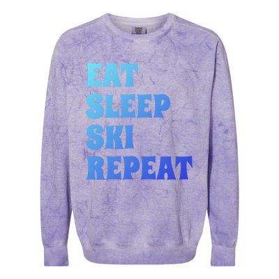 Eat Sleep Ski Repeat Cool Winter Sport Ski Lover Gift Great Gift Colorblast Crewneck Sweatshirt