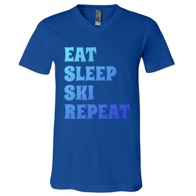 Eat Sleep Ski Repeat Cool Winter Sport Ski Lover Gift Great Gift V-Neck T-Shirt