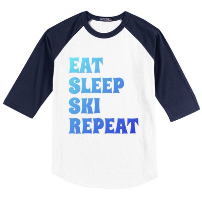 Eat Sleep Ski Repeat Cool Winter Sport Ski Lover Gift Great Gift Baseball Sleeve Shirt