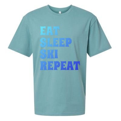 Eat Sleep Ski Repeat Cool Winter Sport Ski Lover Gift Great Gift Sueded Cloud Jersey T-Shirt